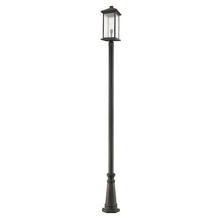 Z-Lite Portland 1 Light Outdoor Post Mounted Fixture, Oil Rubbed Bronze And Clear Seedy 531PHBXLR-519P-ORB